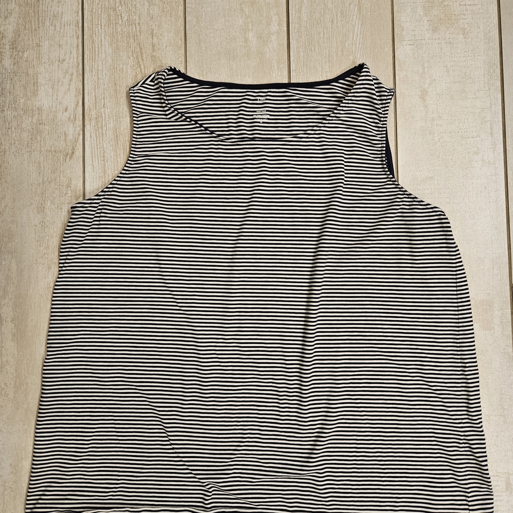 J. Jill Navy and White Striped Pima Cotton Tank Top Sz XL Tall - Picture 2 of 5